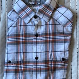 Small express checkered shirt. Orange and grey.